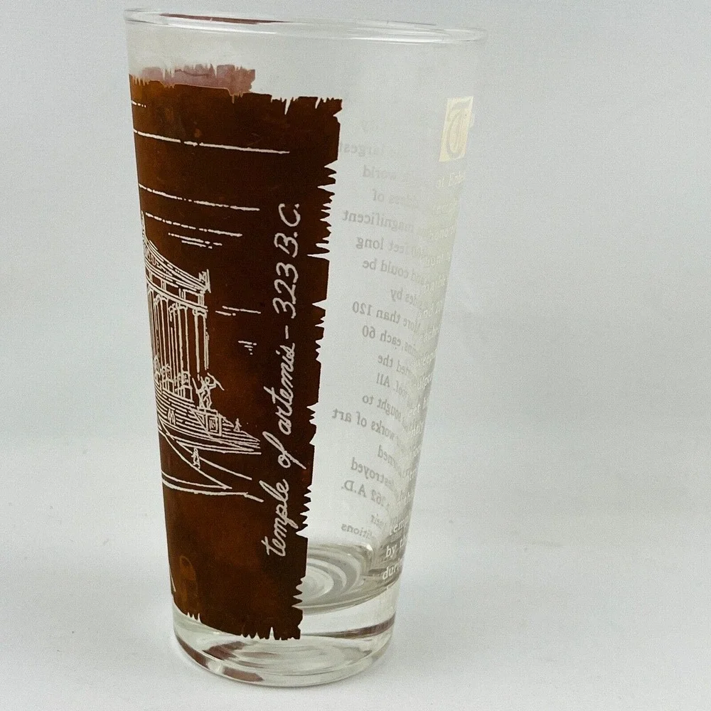 Vintage Seven Wonders Of The World Temple Of‎ Artemis Drinking Glass Tumbler